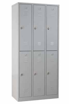 Produktbild: Doppelstöckiger Spind, RAL 7035, 6 Fächer, 1950x900x500