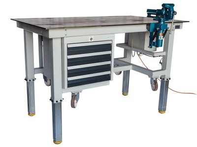 Produktbild: Werkbank 2000 x 1000, Stahl, blau, Schraubst., 4 Schübe